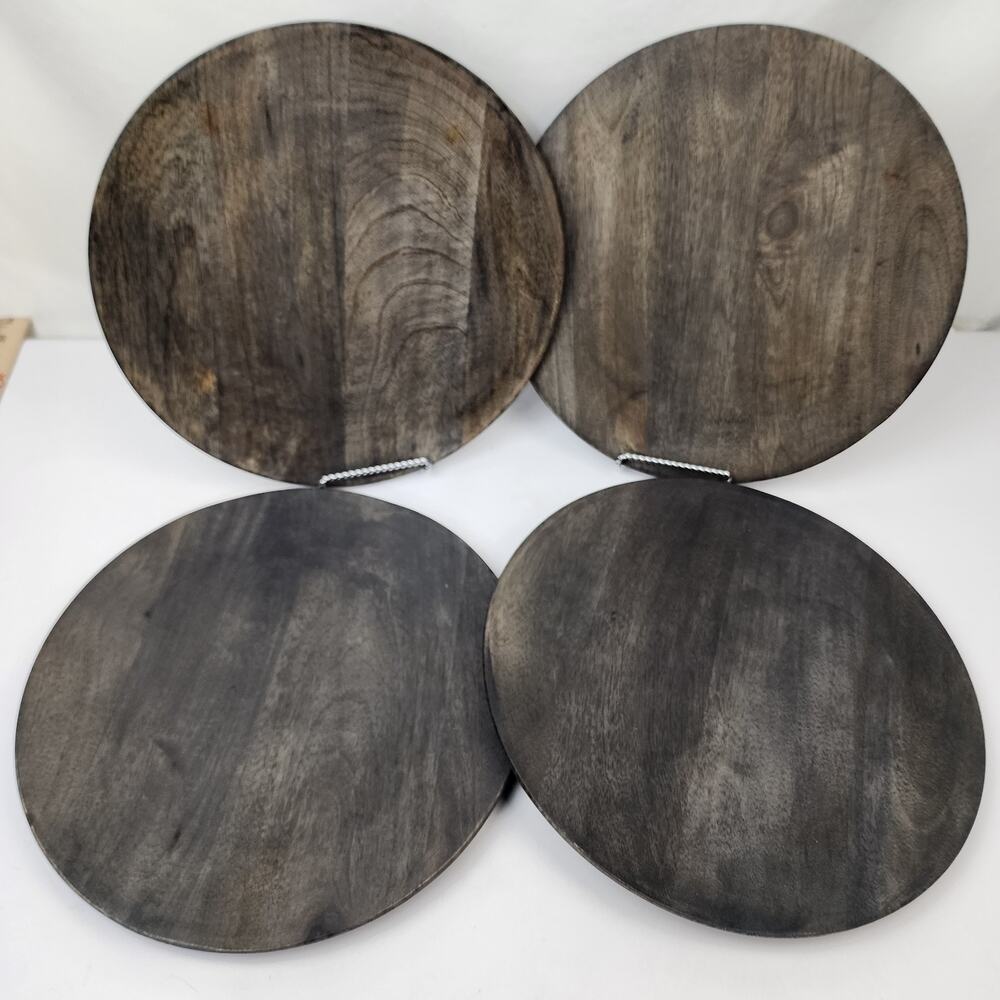 4 Hearth & Hand by Magnolia Dark Gray Wood 13" Charger Trays Plates NWTs